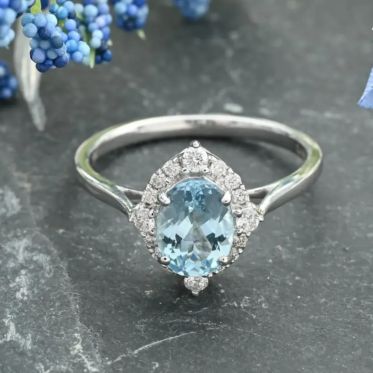 Certified & Appraised Iliana 18K White Gold AAA Santa Maria Aquamarine and G-H SI Diamond Ring