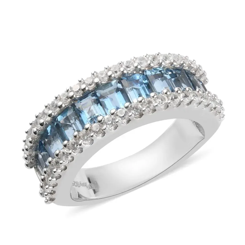 Blue gemstone eternity band. 