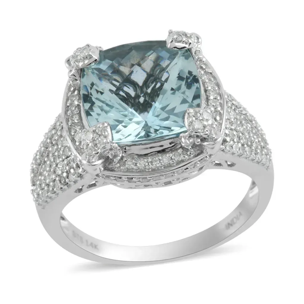 Aquamarine ring in sterling silver.