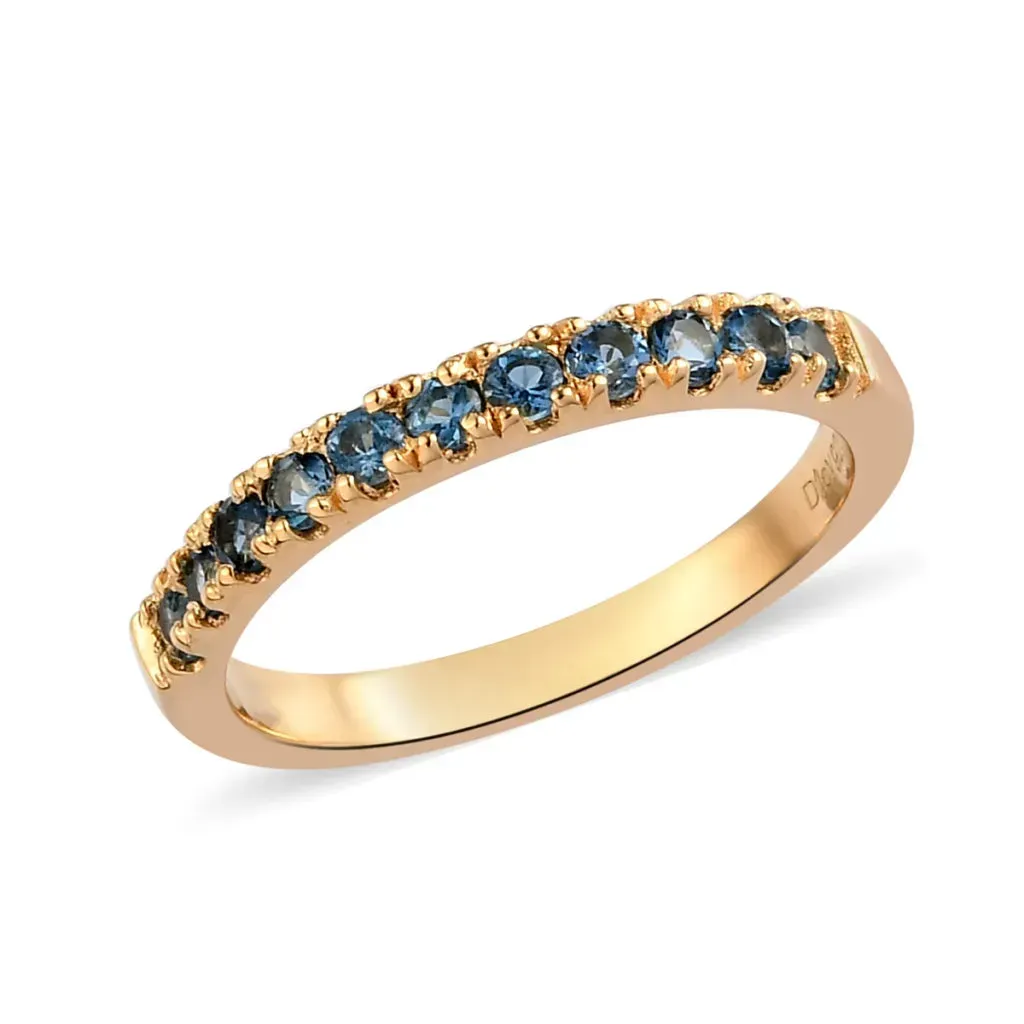 Santamaria Aquamarine Band Ring in Vermeil Yellow Gold Over Sterling Silver