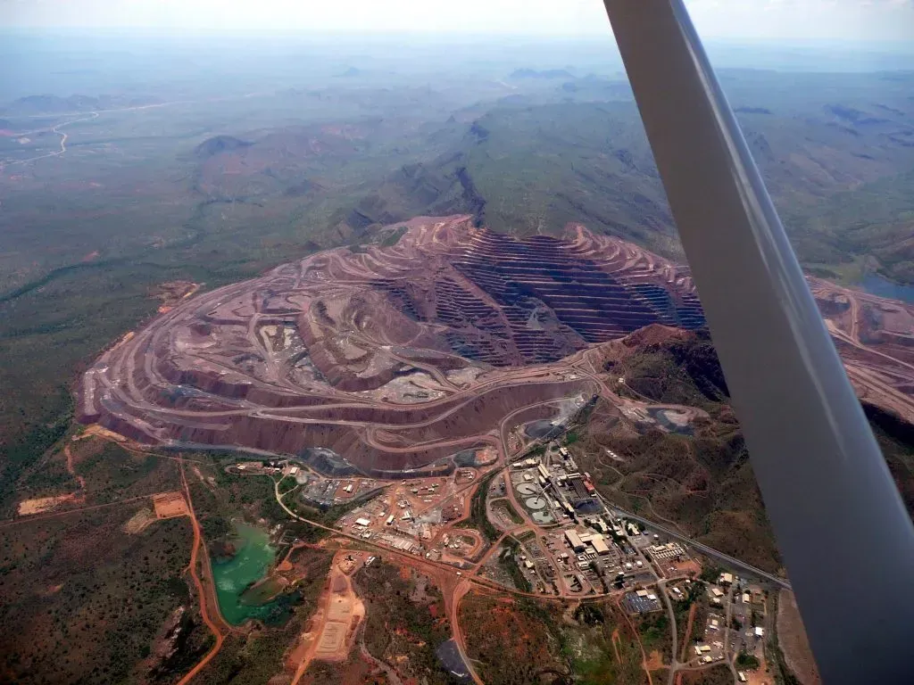 Aerial view of the Argyle diamond mine.