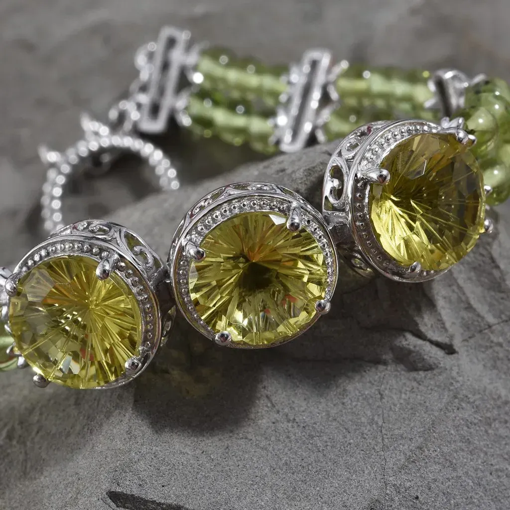 Green quartz bracelet with beehive cut gemstones. 