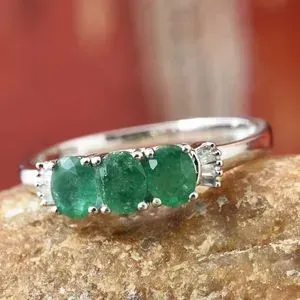 Brazilian emerald three stone ring.