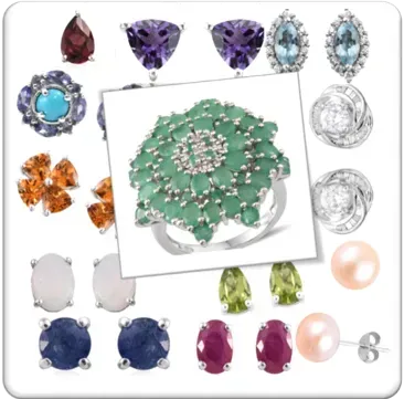 A selection of birthstone jewelry.