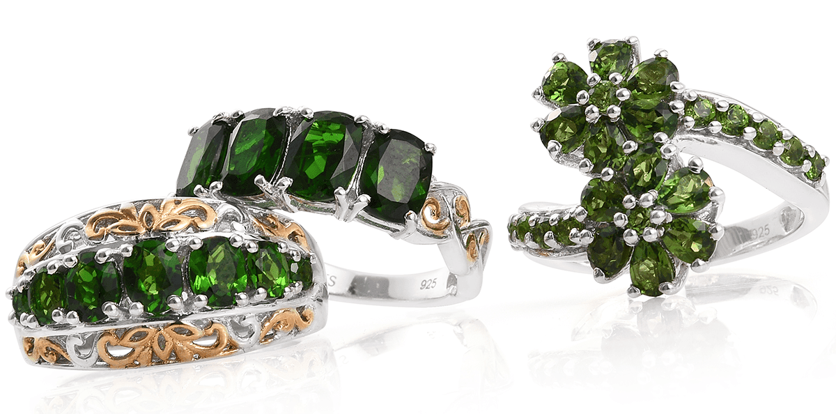 Chrome Diopside set of rings