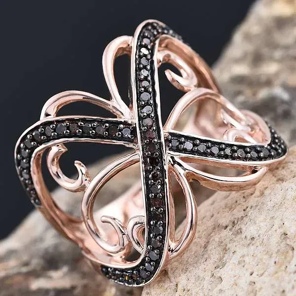 Red Diamond Rose Gold Ring