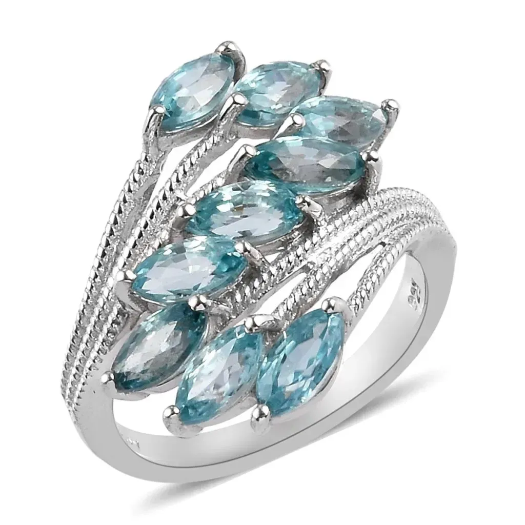 Bypass ring with blue gems. 