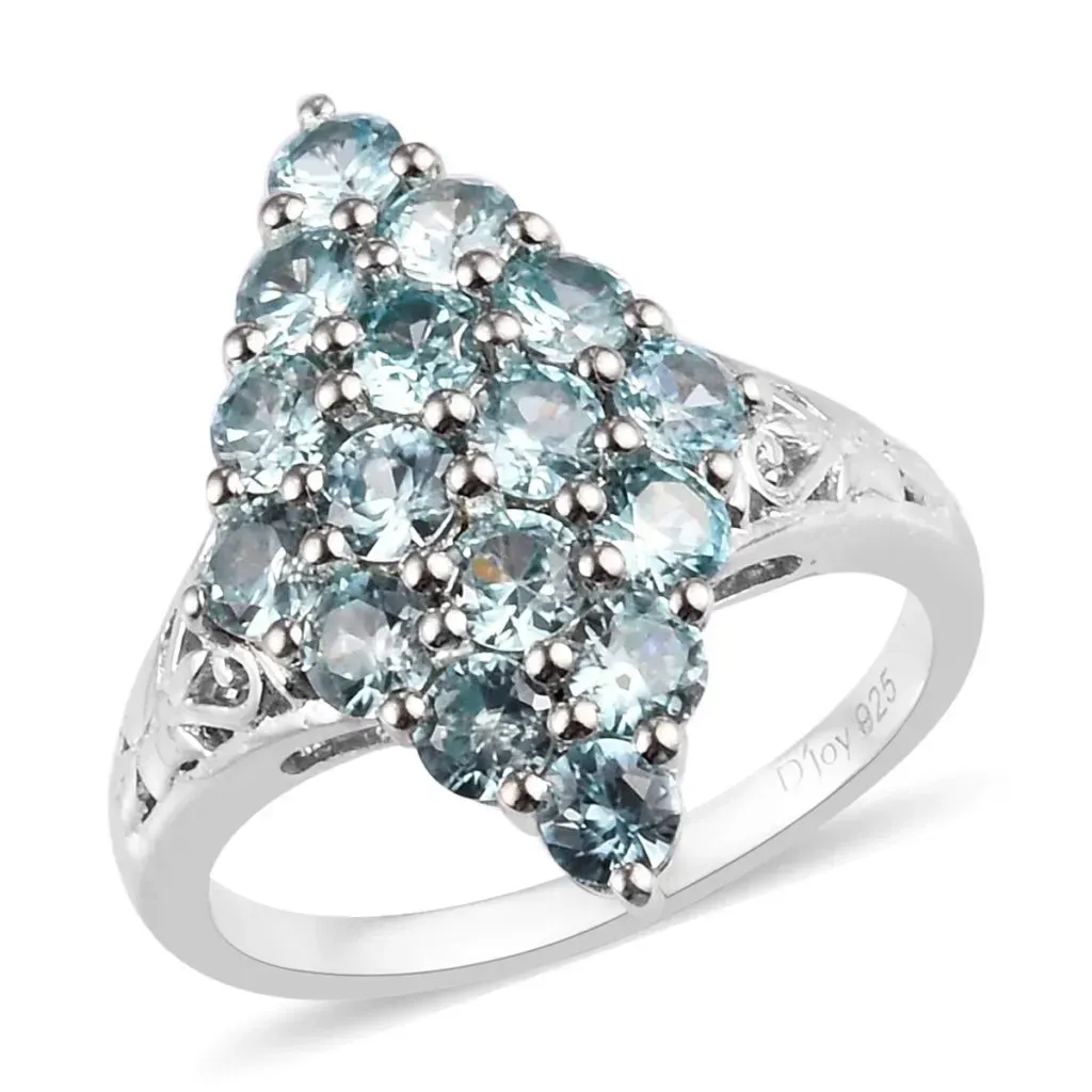 Blue zircon cluster ring.