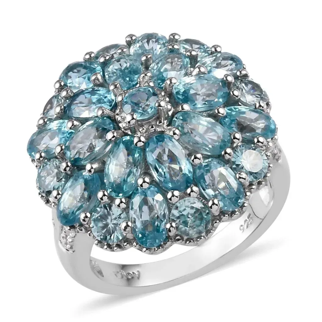 Blue zircon dome ring. 