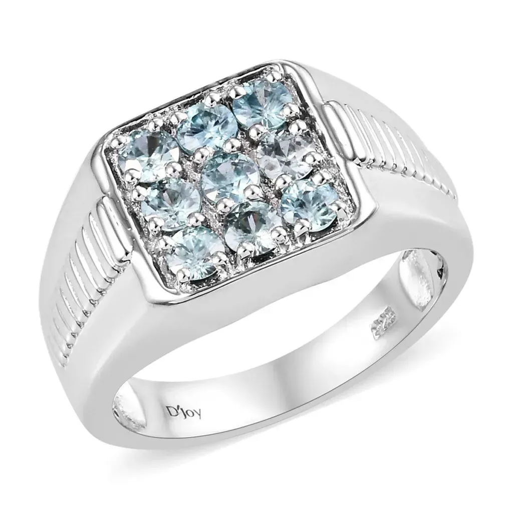 Men's ring with blue gemstones. 