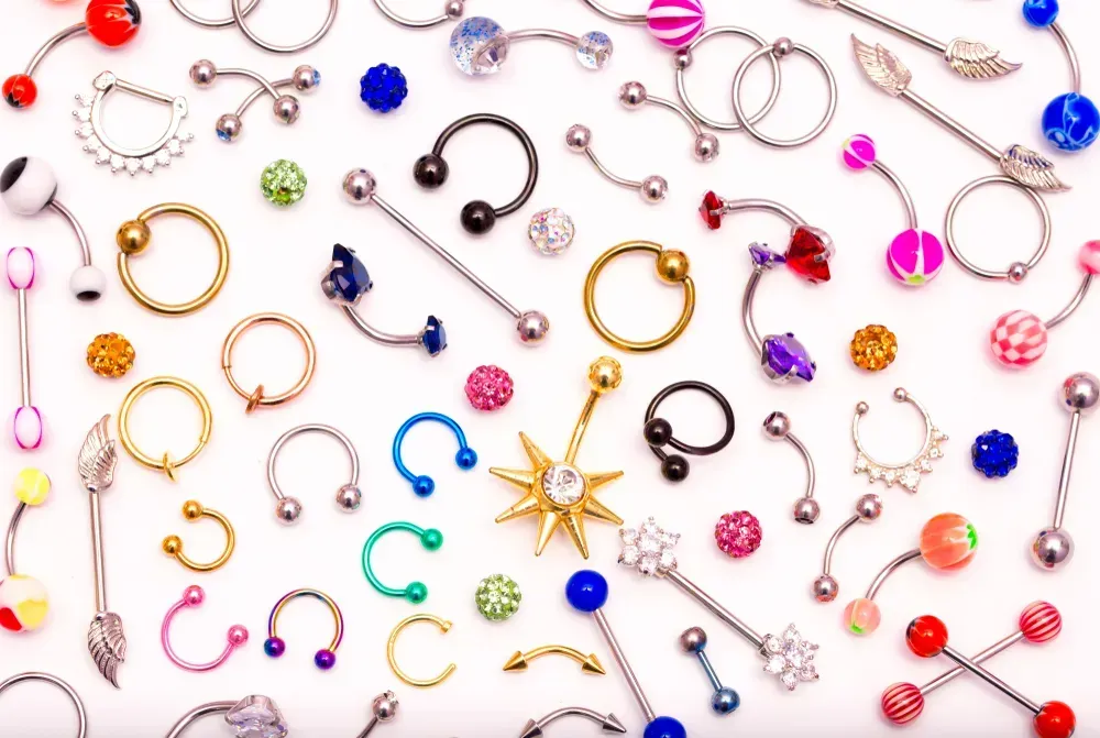 Piercing jewelry isolated on a white background.
