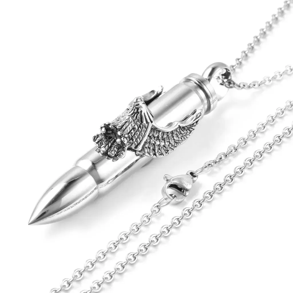 Stainless steel bullet pendant. 