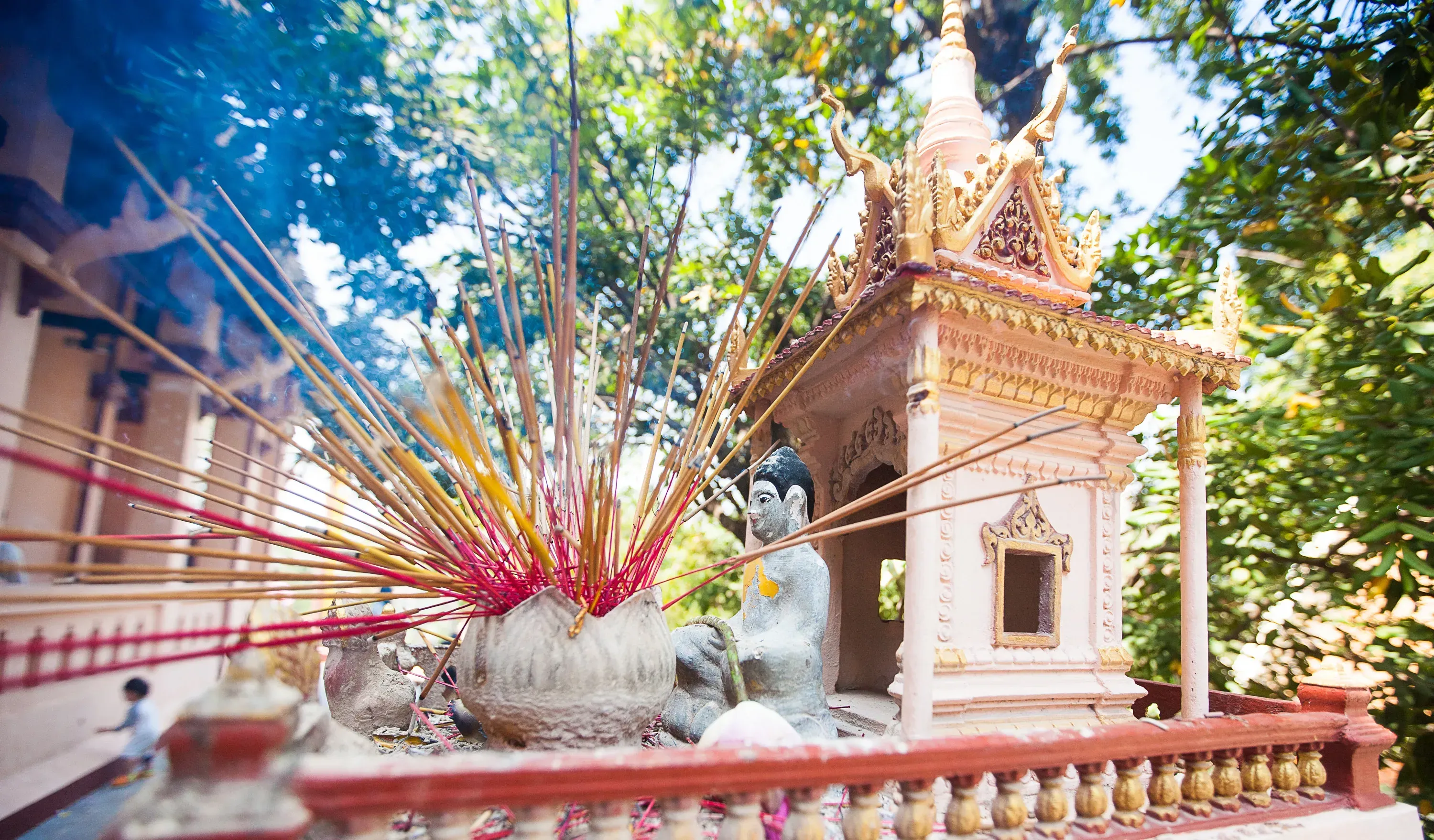 Traditional offerings at a Cambodian temple.