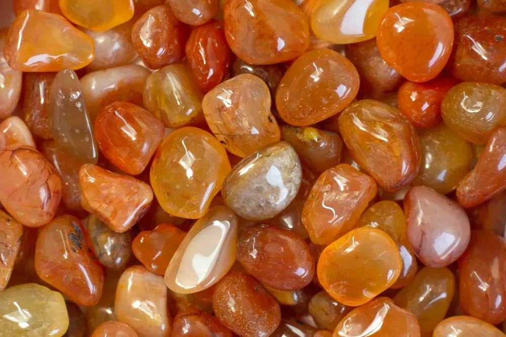 Polished carnelian crystals.