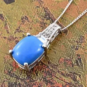 Ceruleite pendant in sterling silver with platinum finish.