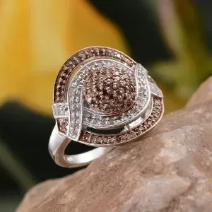 Champagne diamond statement ring in sterling silver.