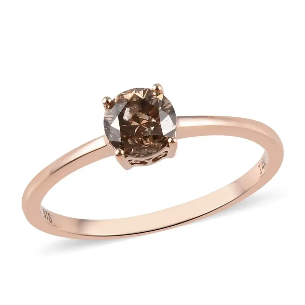 Champagne Diamond ring in 14K rose gold. 