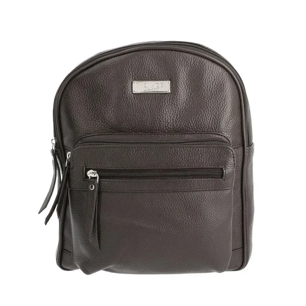 NEWAGE Dark Chocolate Genuine Leather Backpack