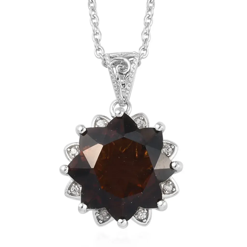 Chocolate quartz pendant in sterling silver. 
