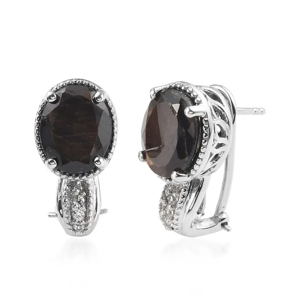 Chocolate sapphire latch back earrings. 
