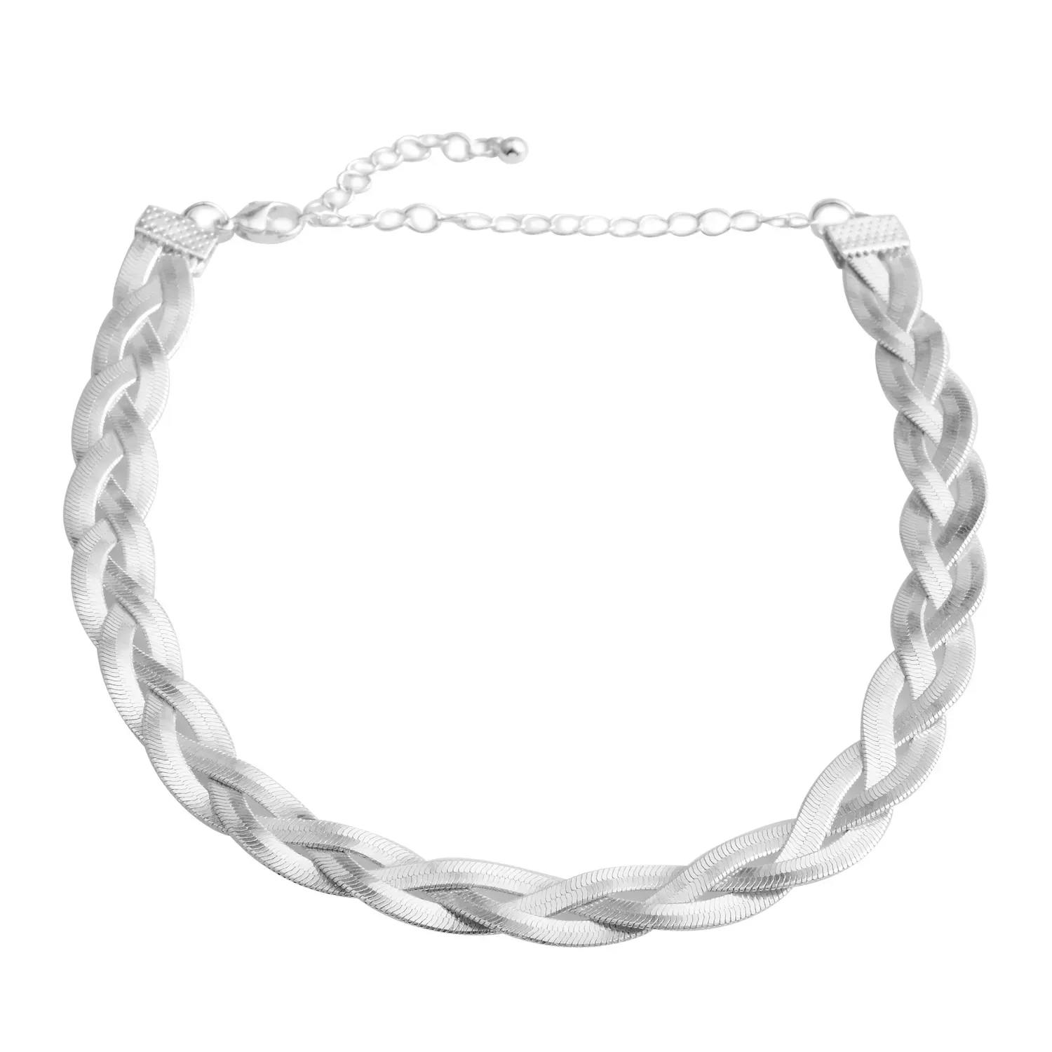Braided herringbone-style choker necklace.