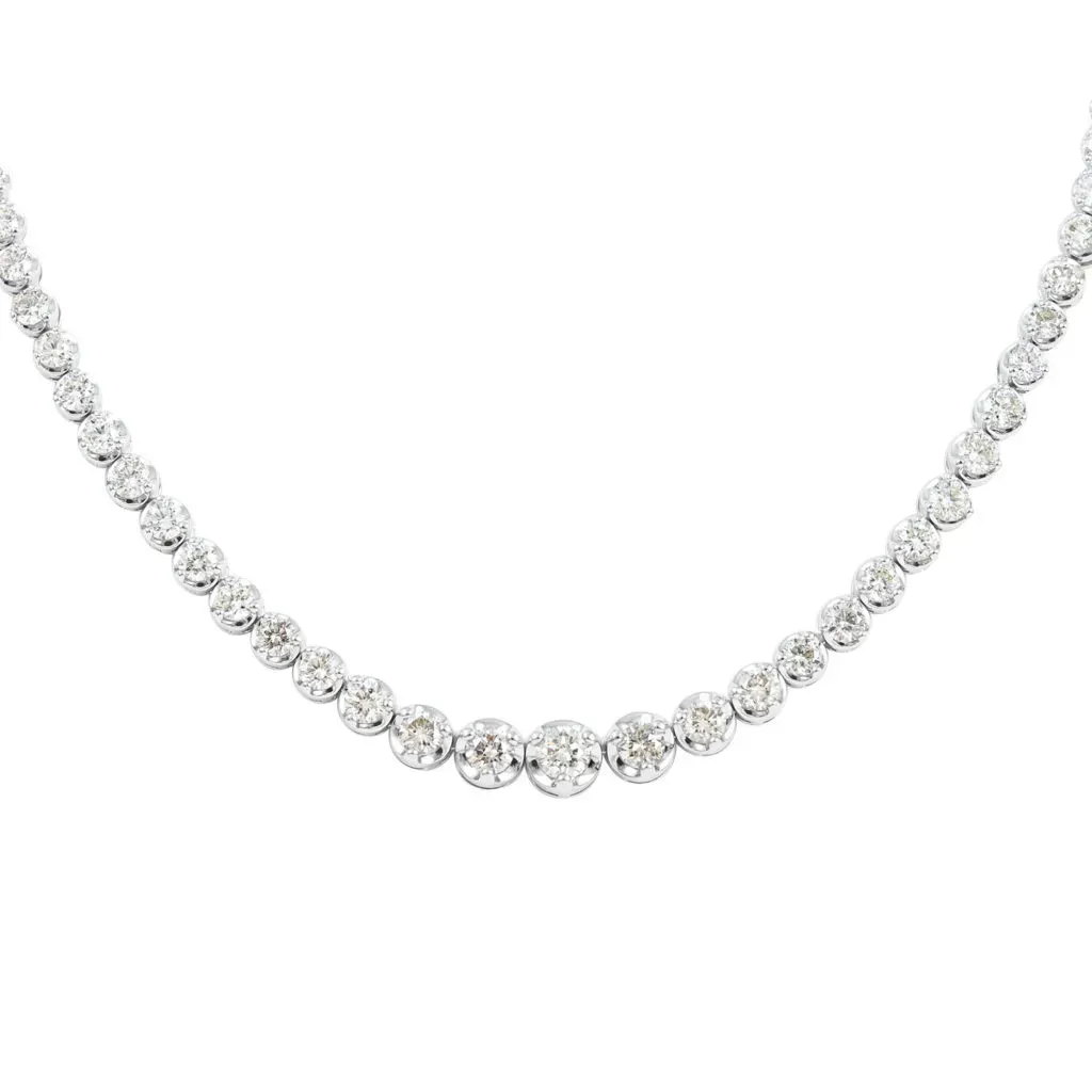 NY CLOSEOUT 10K White Gold H-I SI Diamond Necklace 16 Inches 17.50 Grams 4.00 ctw