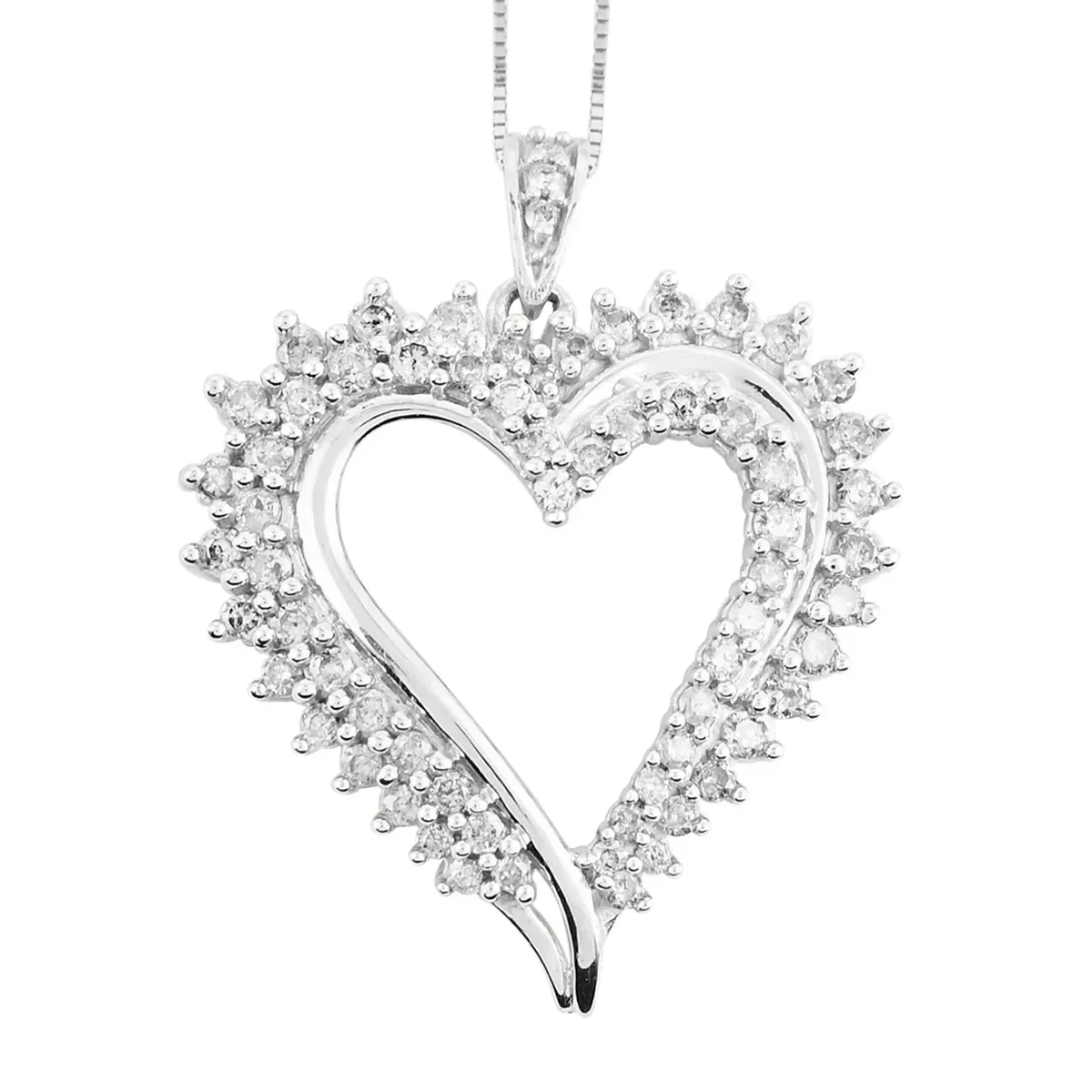 NY Closeout 10K White Gold G-H I2-I3 Diamond Heart Pendant 4.10 Grams 1.00 ctw