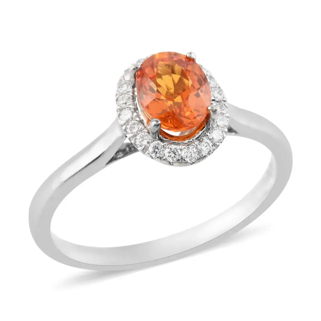 ILIANA AAA Sunset Sapphire and Diamond G-H SI Ring in 18K White Gold