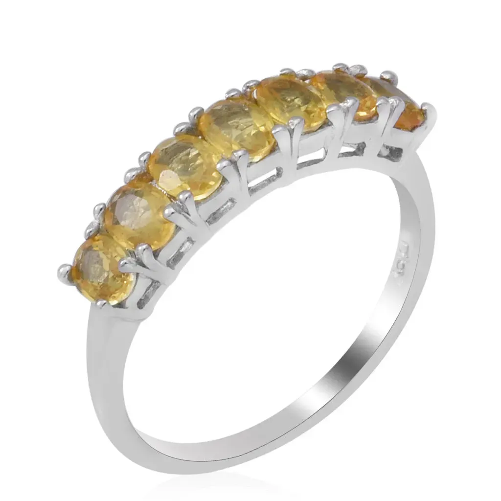 Yellow Sapphire Ring in Platinum Over Sterling Silver