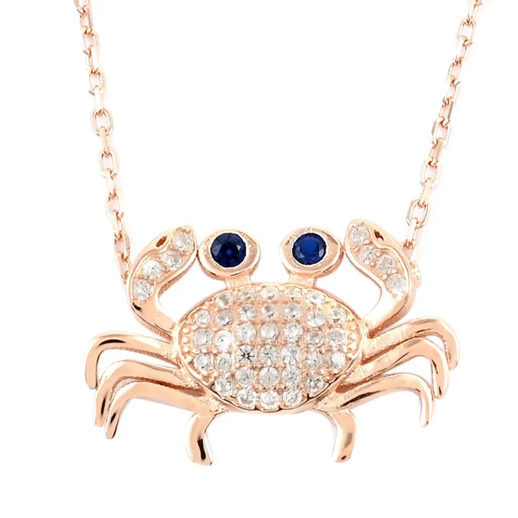 Rose gold crab necklace. 