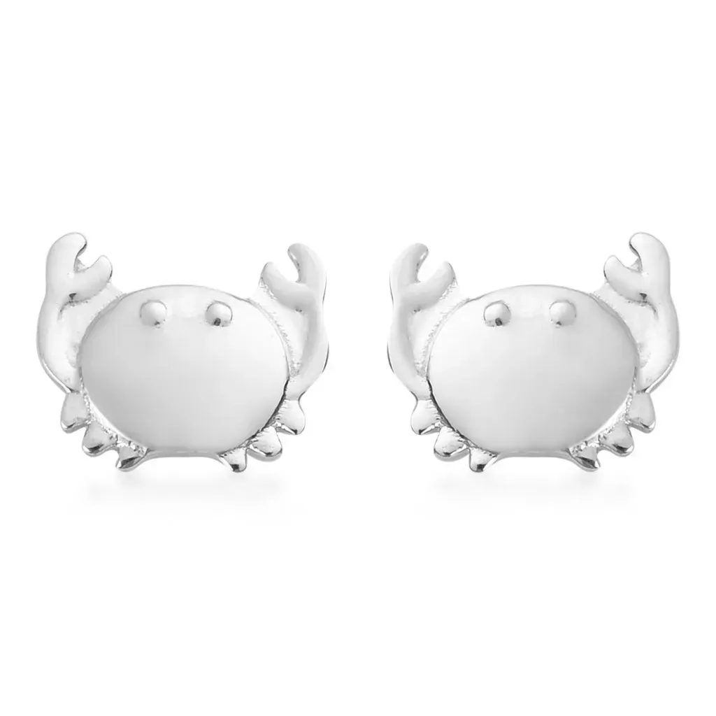 Sterling silver crab earrings.