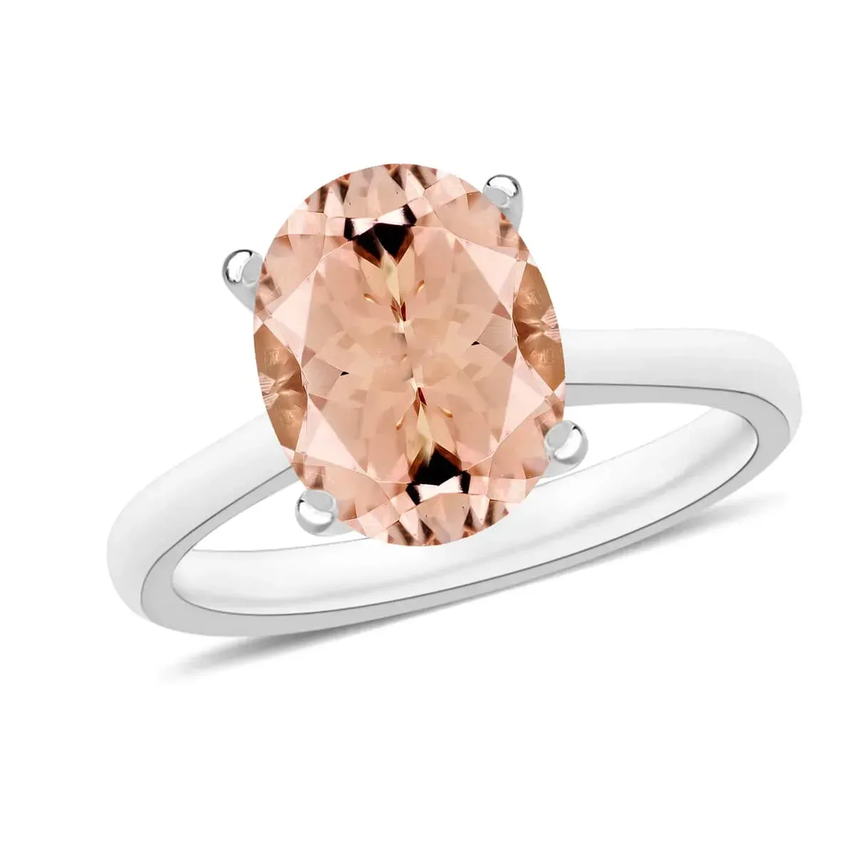 Premium Marropino Morganite Solitaire Ring in Platinum Over Sterling Silver 2.40 ctw