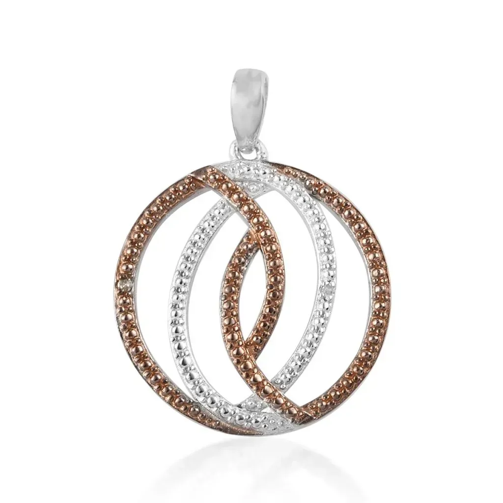 KARIS Natural Champagne and White Diamond Accent Pendant in Rhodium & Platinum Bond