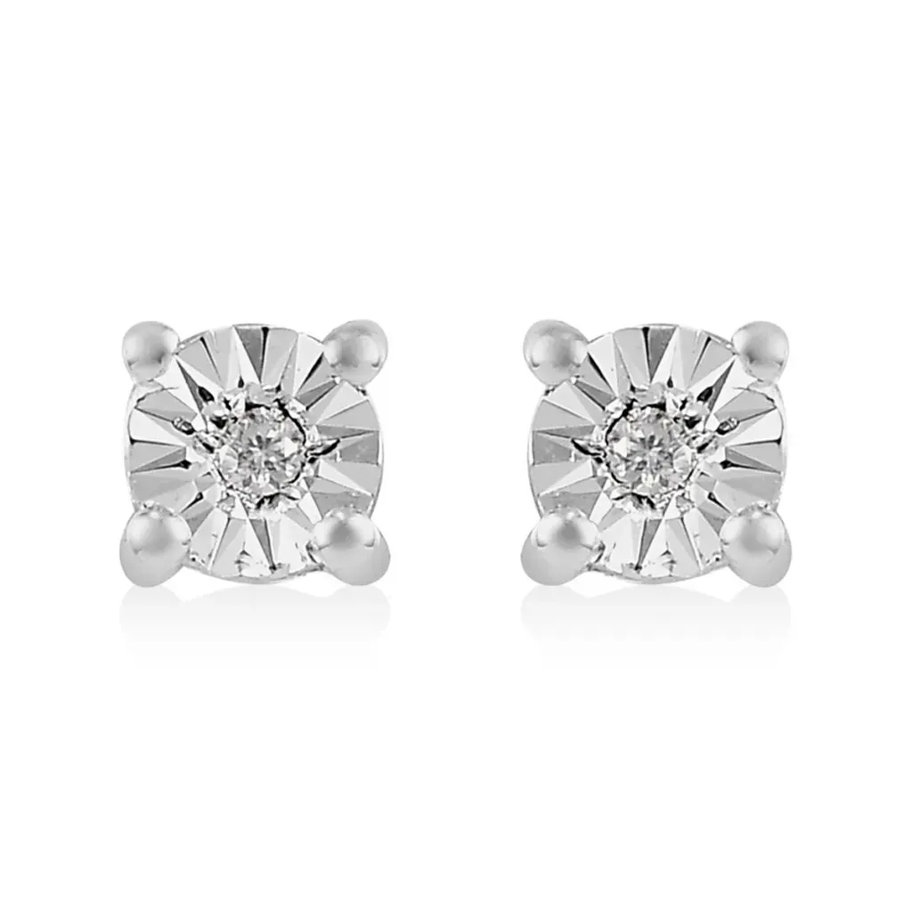 Moissanite Solitaire Stud Earrings in Sterling Silver