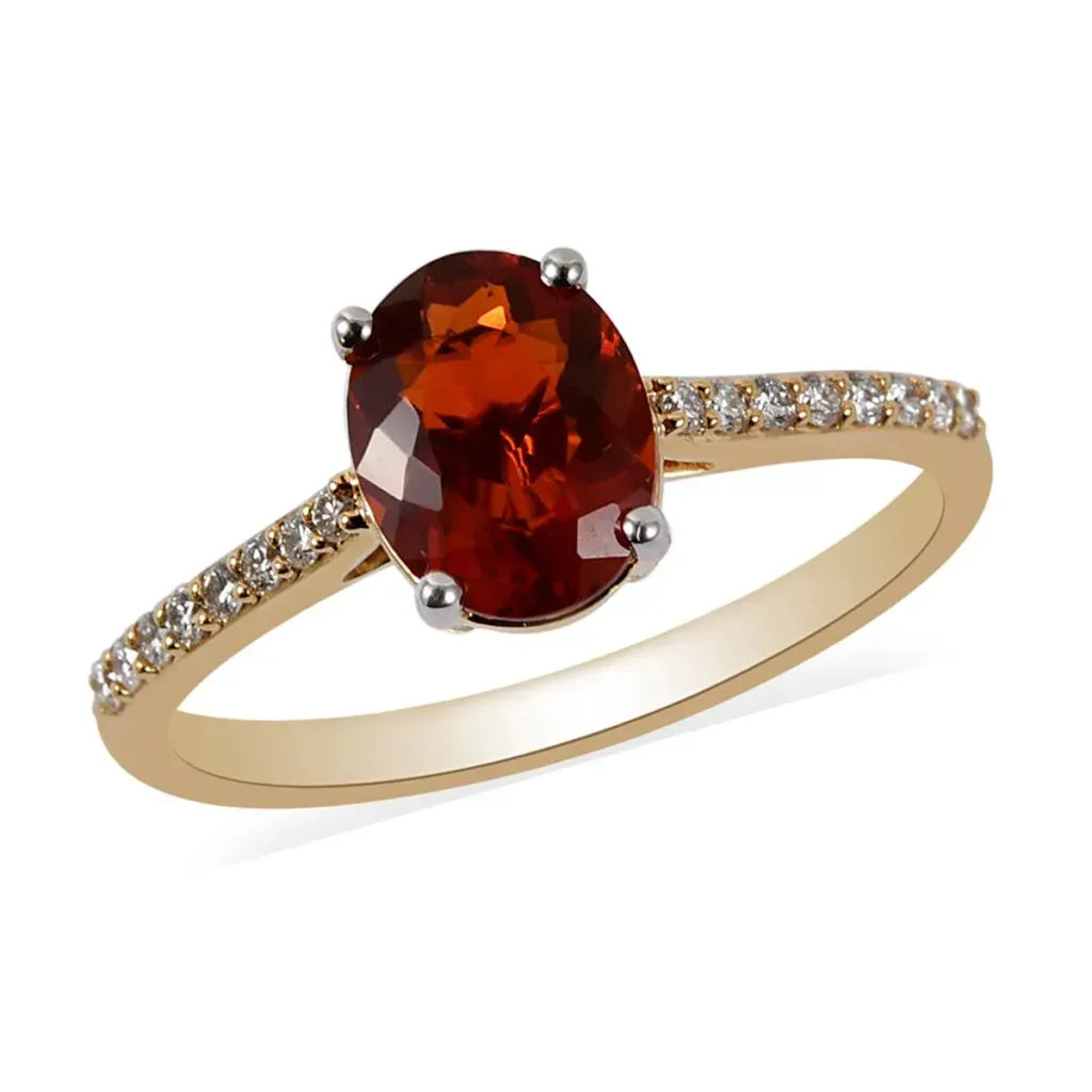 ILIANA 1.30 ctw AAA Crimson Fire Opal and Diamond G-H SI Ring in 18K Yellow Gold