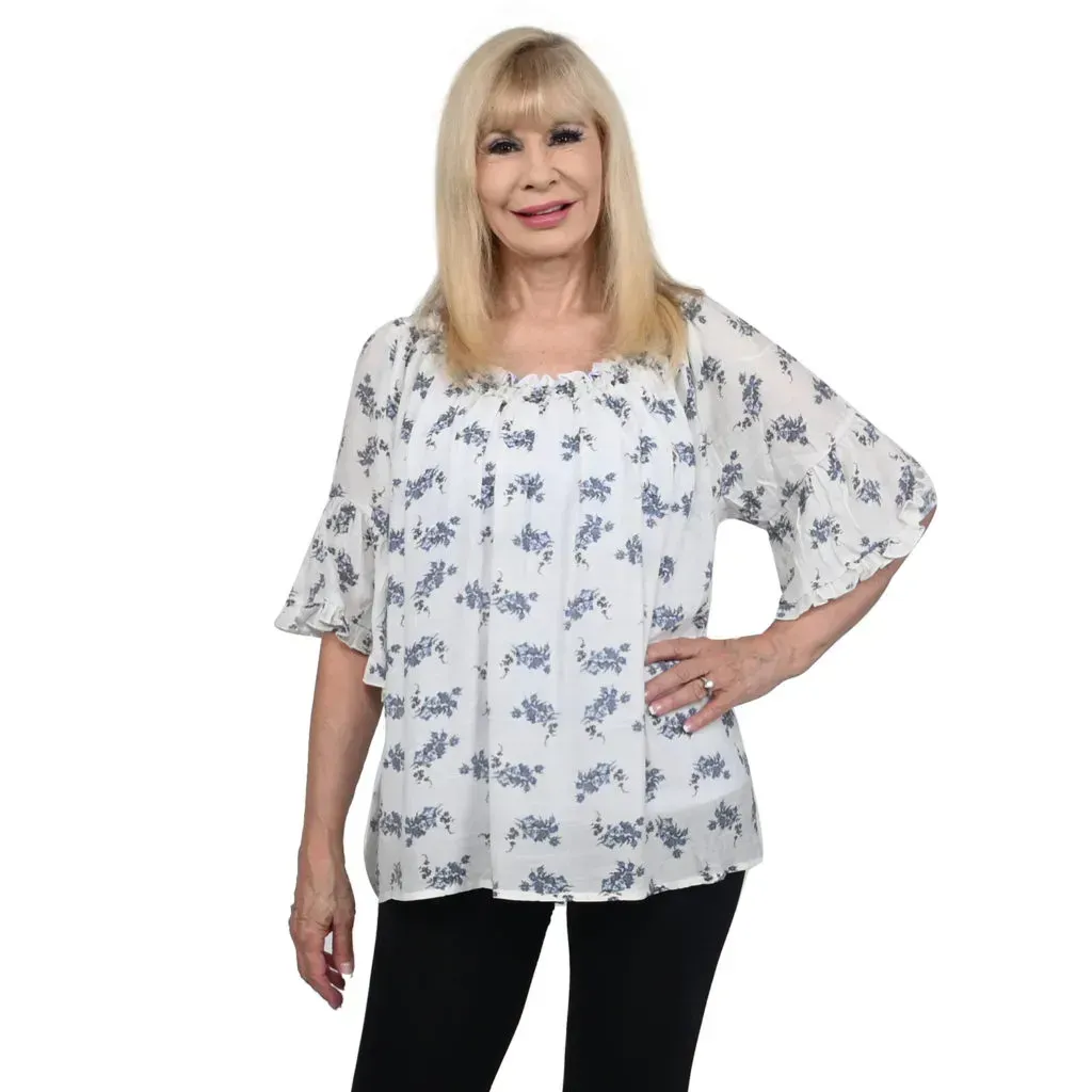 JOVIE Portrait Pattern Women's Smocking Top- XL