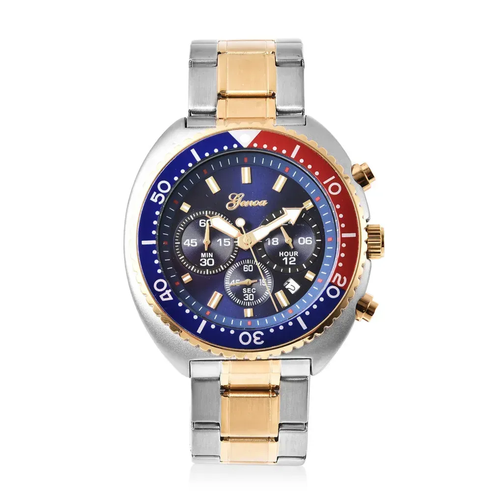 GENOA Chronograph Watch with ION Plated YG Stainless Steel Strap and Back (45mm)