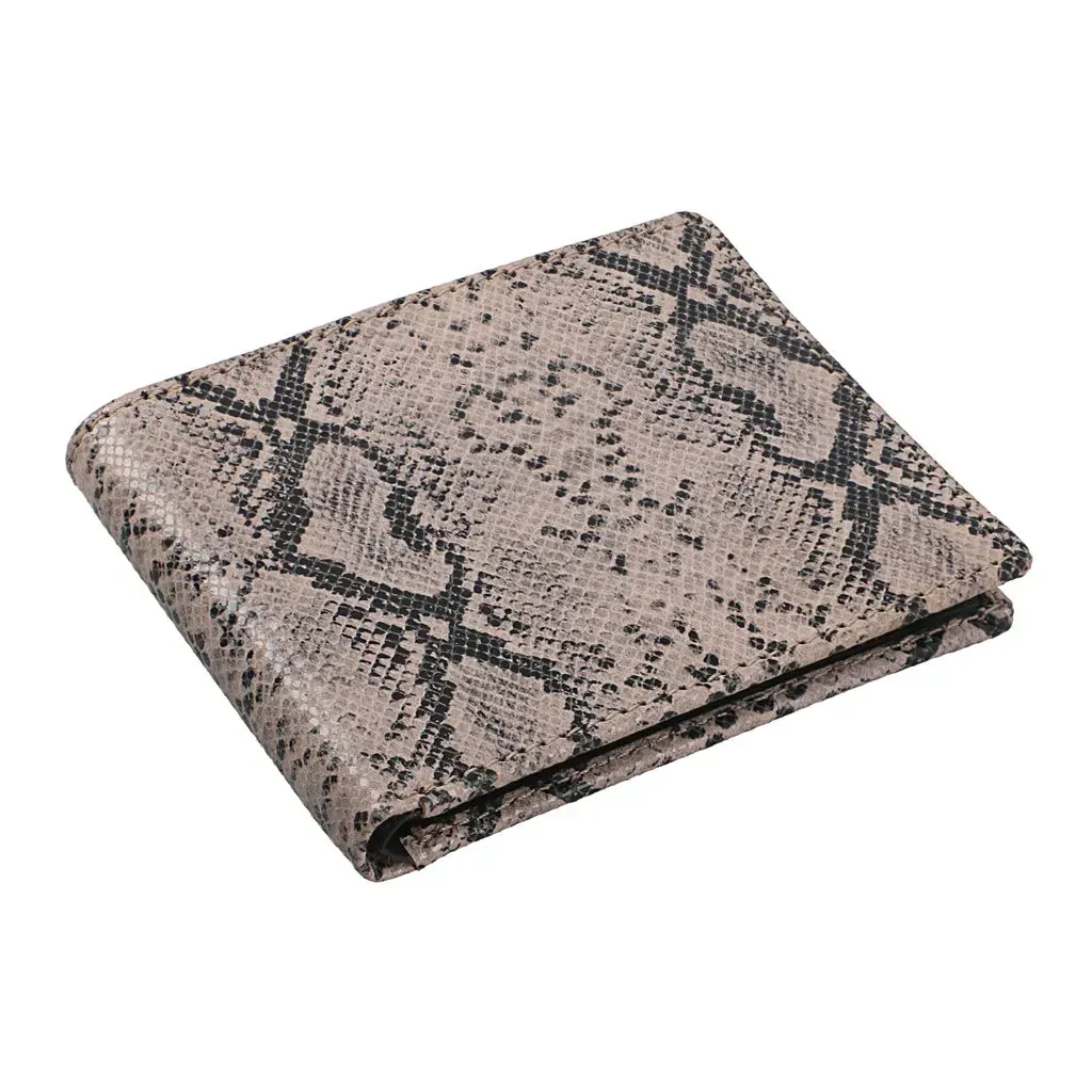 PASSAGE Beige Snake Foiled Pattern Genuine Leather RFID Protected Men's Wallet