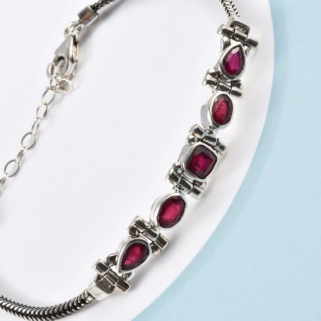 Artisan Crafted Niassa Ruby Bracelet in Sterling Silver