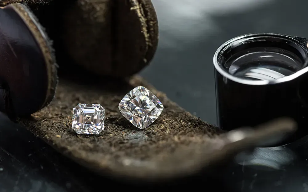 Diamond on leather sheet.