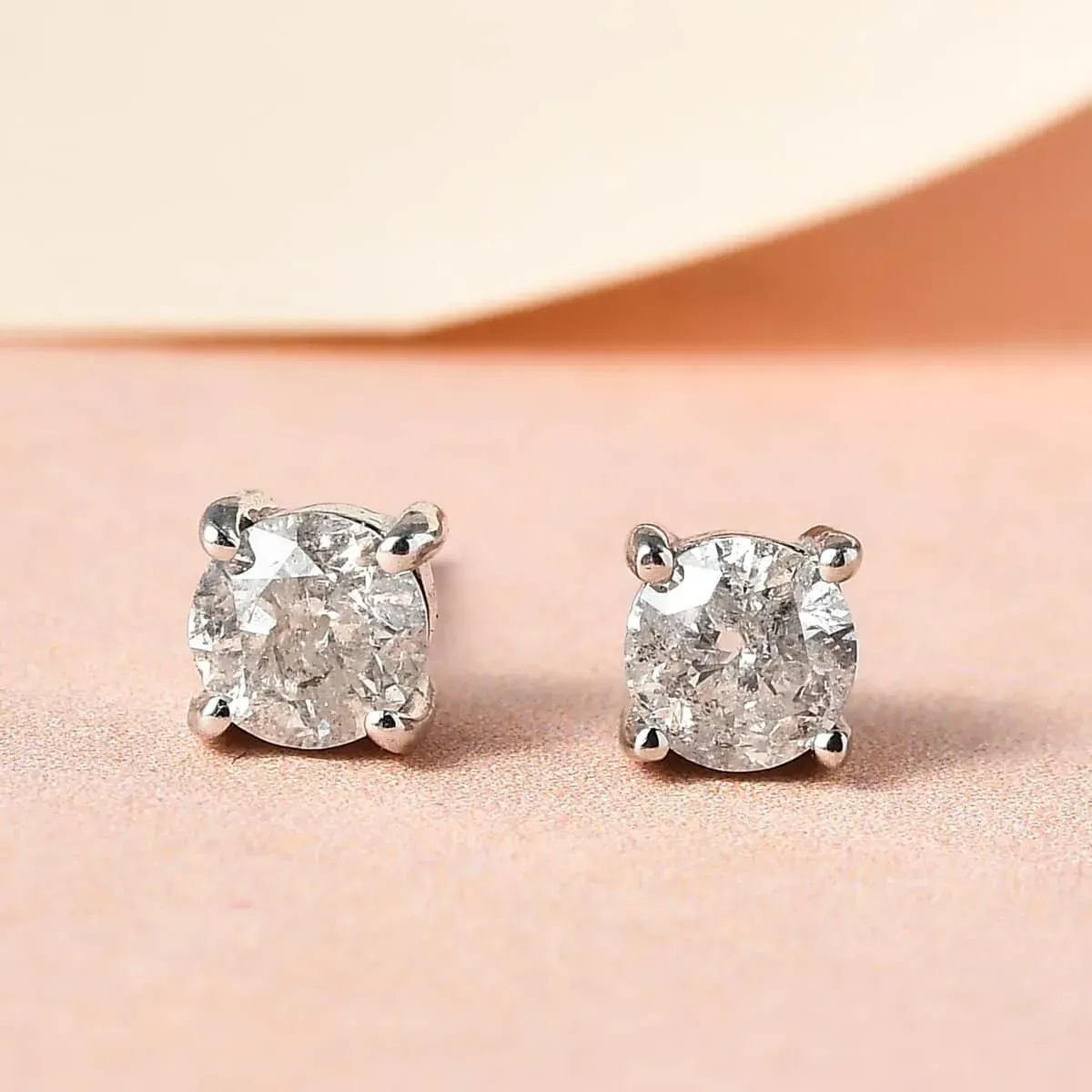 Salt & Pepper Diamond Solitaire stud Earrings in Platinum Over Sterling Silver