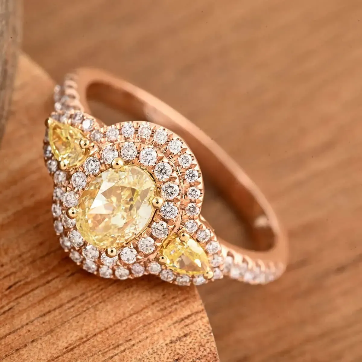 Modani 14K Rose and Yellow Gold Natural Yellow and Pink Diamond Ring