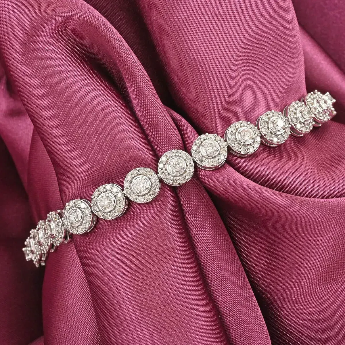 14K White Gold Diamond Bracelet 