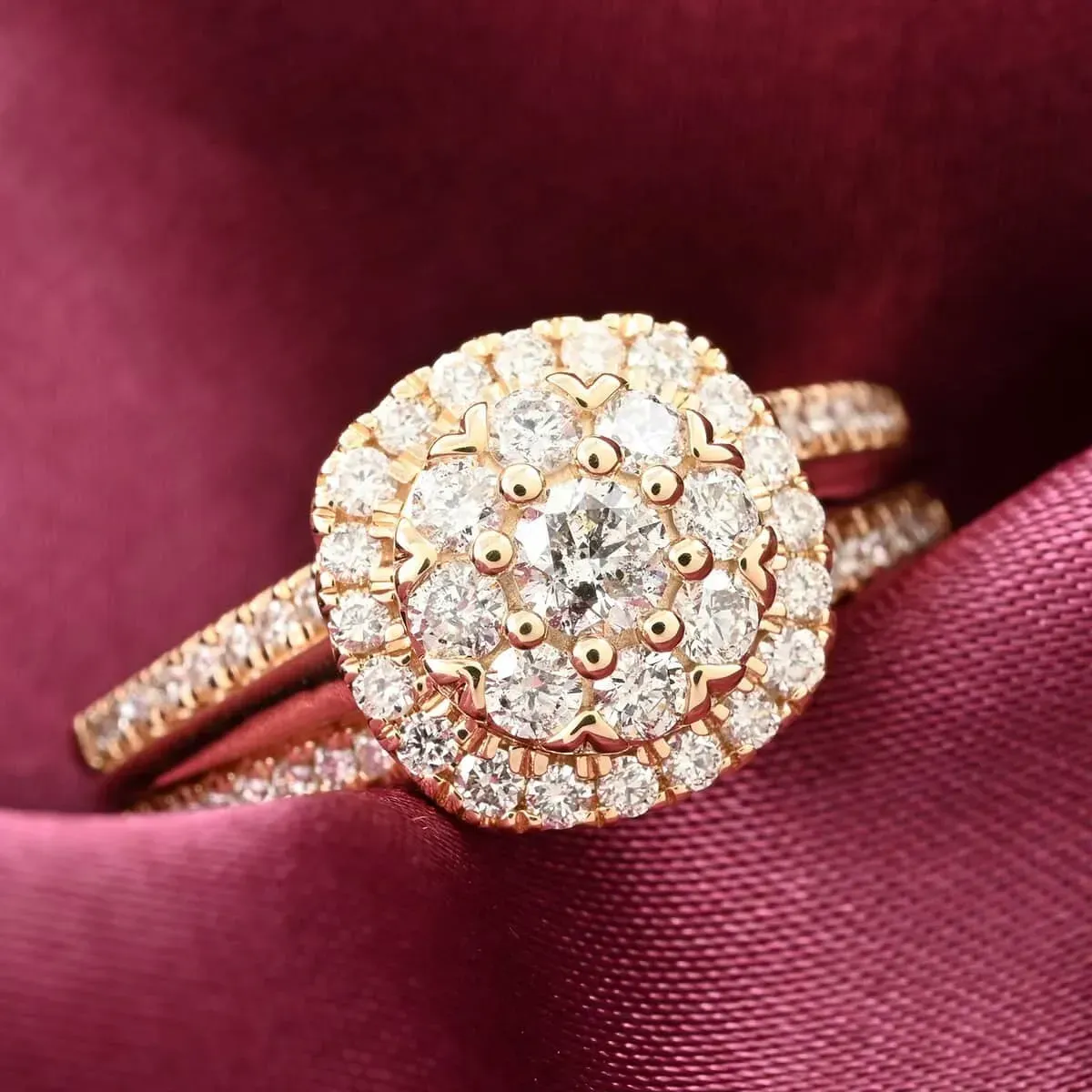 14K Yellow Gold G-H I2 Diamond Split Shank Ring