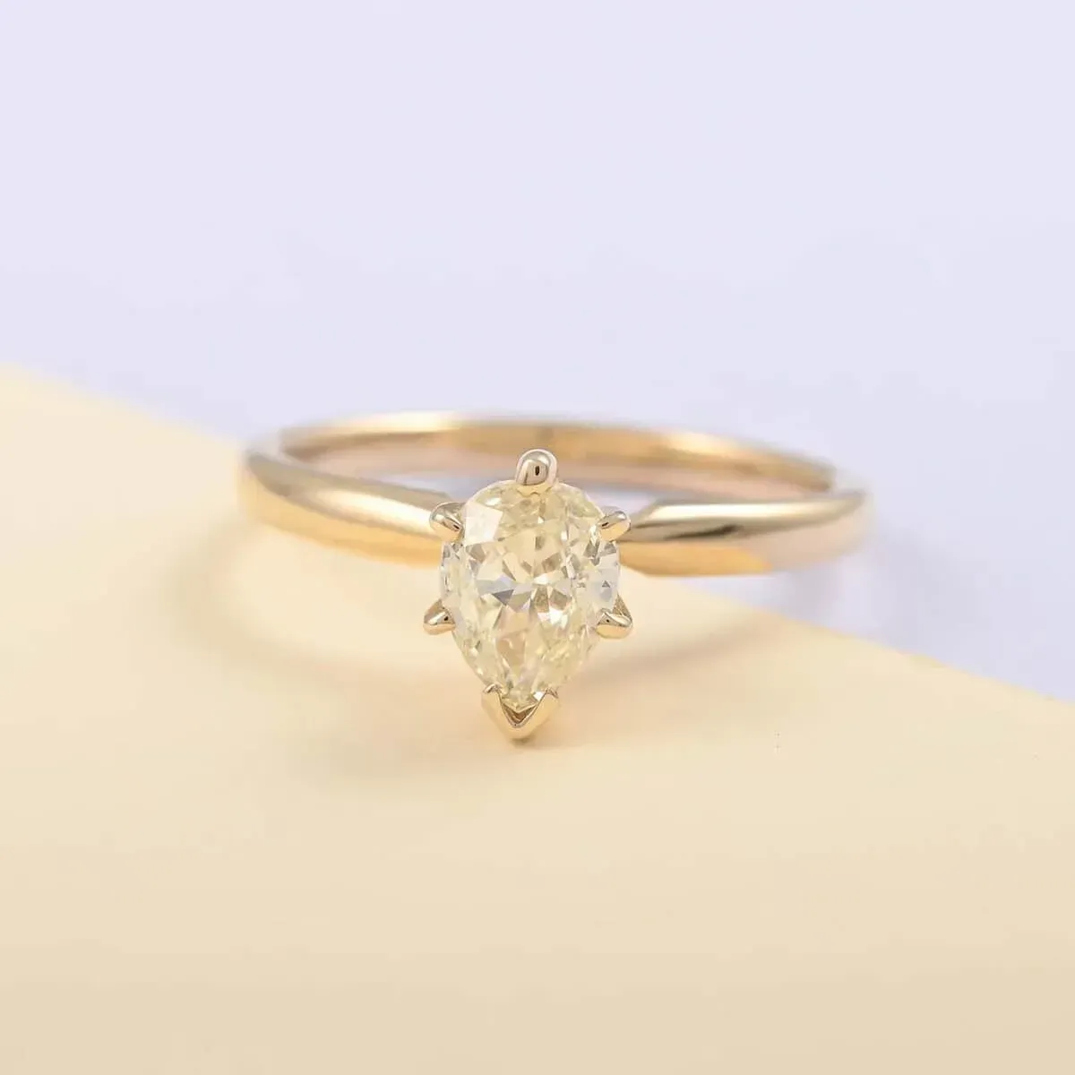 14K Yellow Gold G-H I2-I3 Diamond Solitaire Ring 