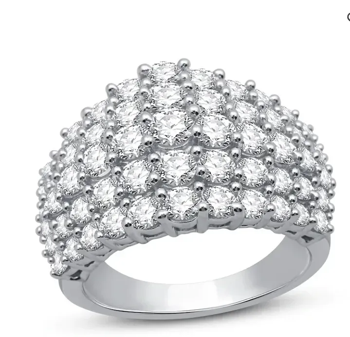 10K White Gold Diamond G-H I1 Cluster Ring