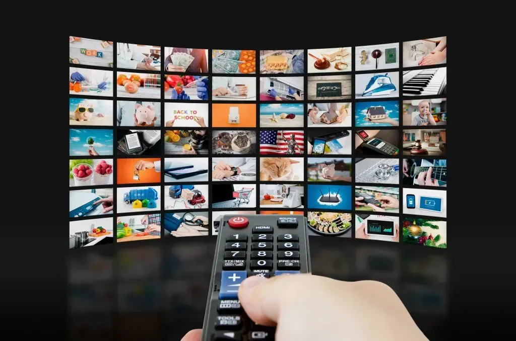Multimedia video wall television broadcast.