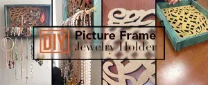 DIY picture frame jewelry holder.