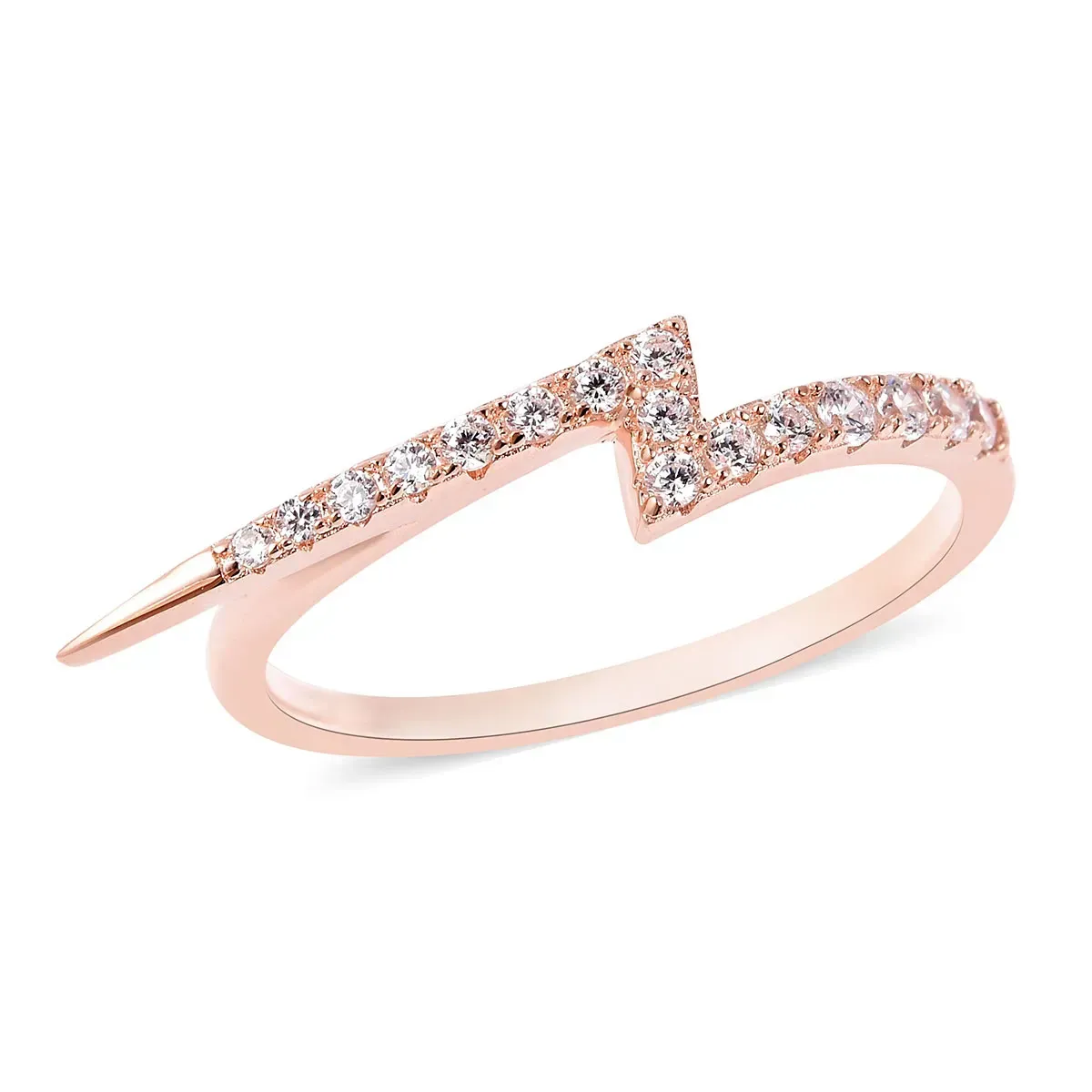 Rose gold lightning bolt earring. 