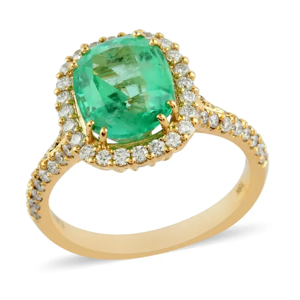 18K yellow gold emerald ring. 